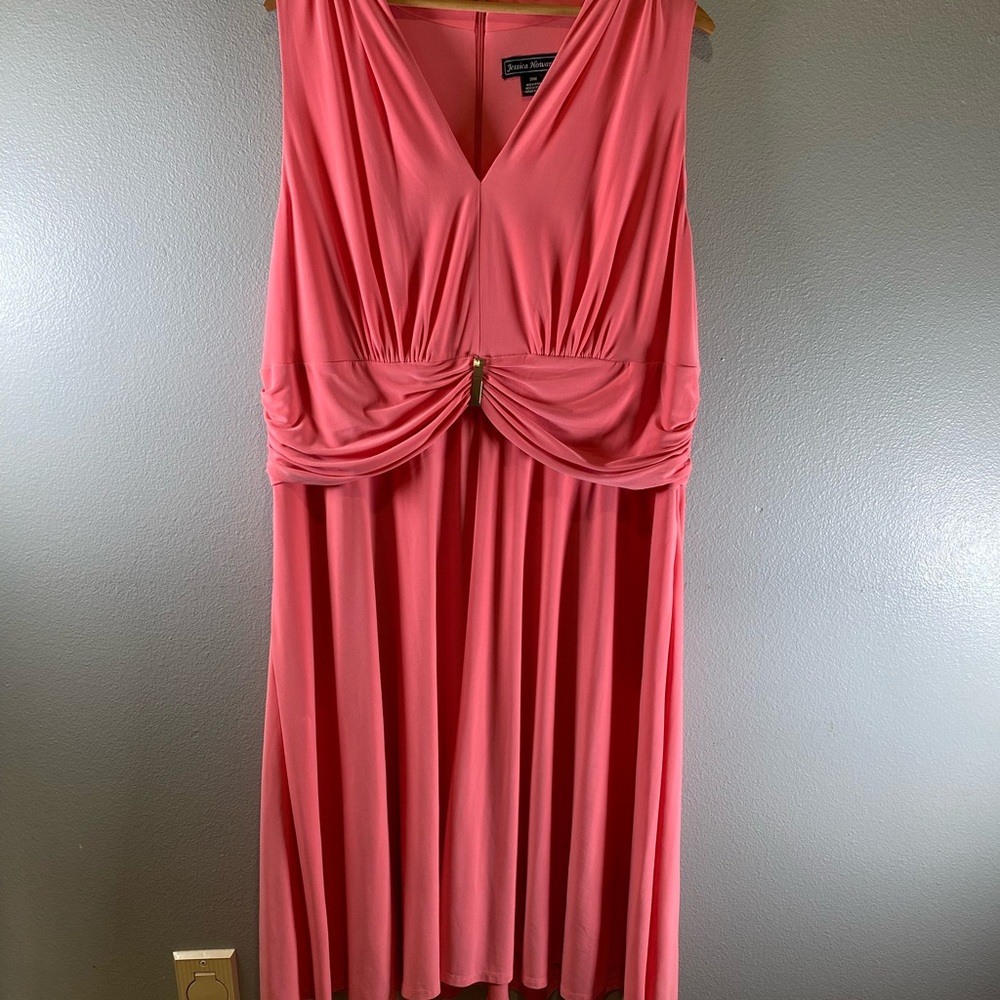 Jessica Howard Pink Sleeveless V-Neck Midi Dress